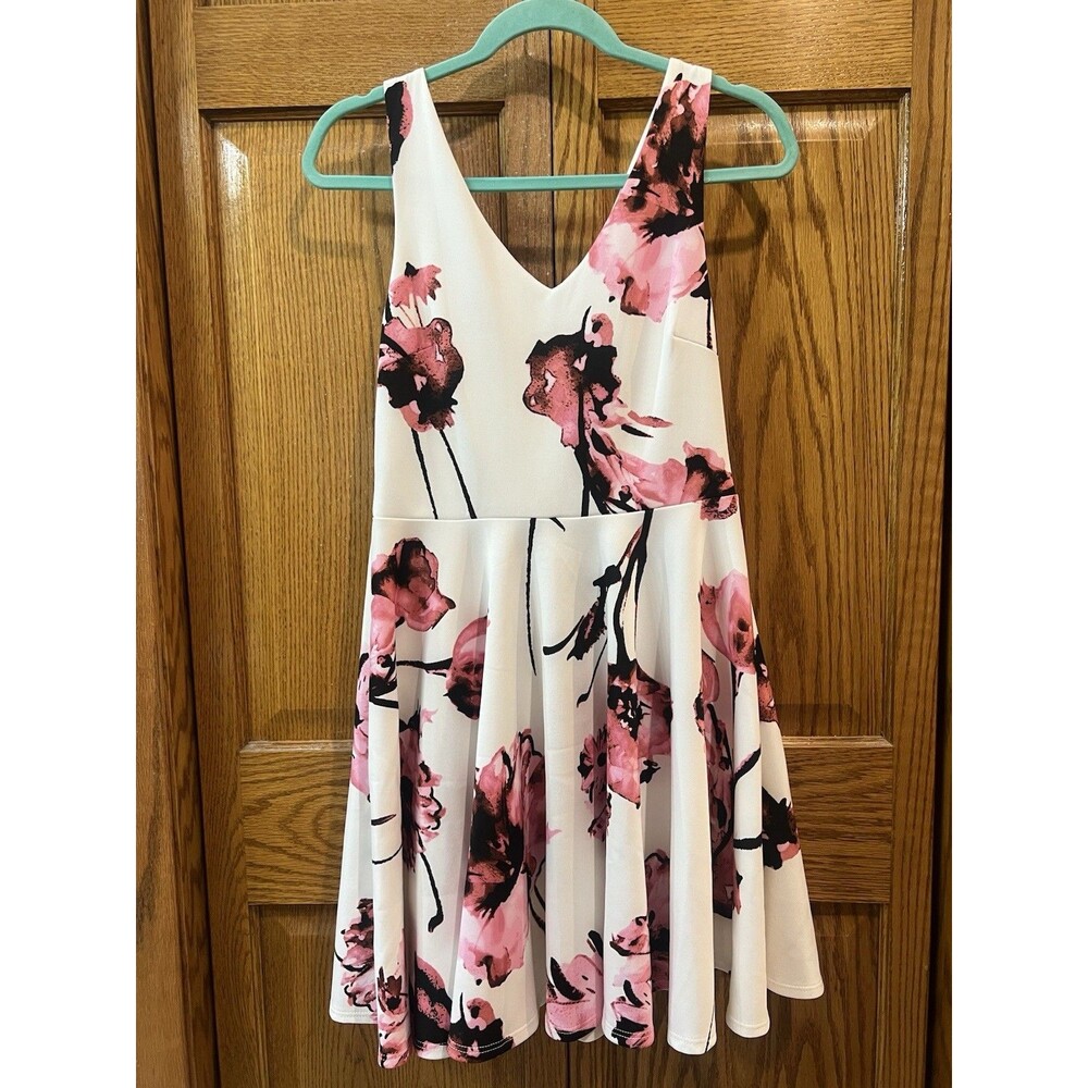 Maitai Women’s Large Pink White Fit Flare Floral Dress